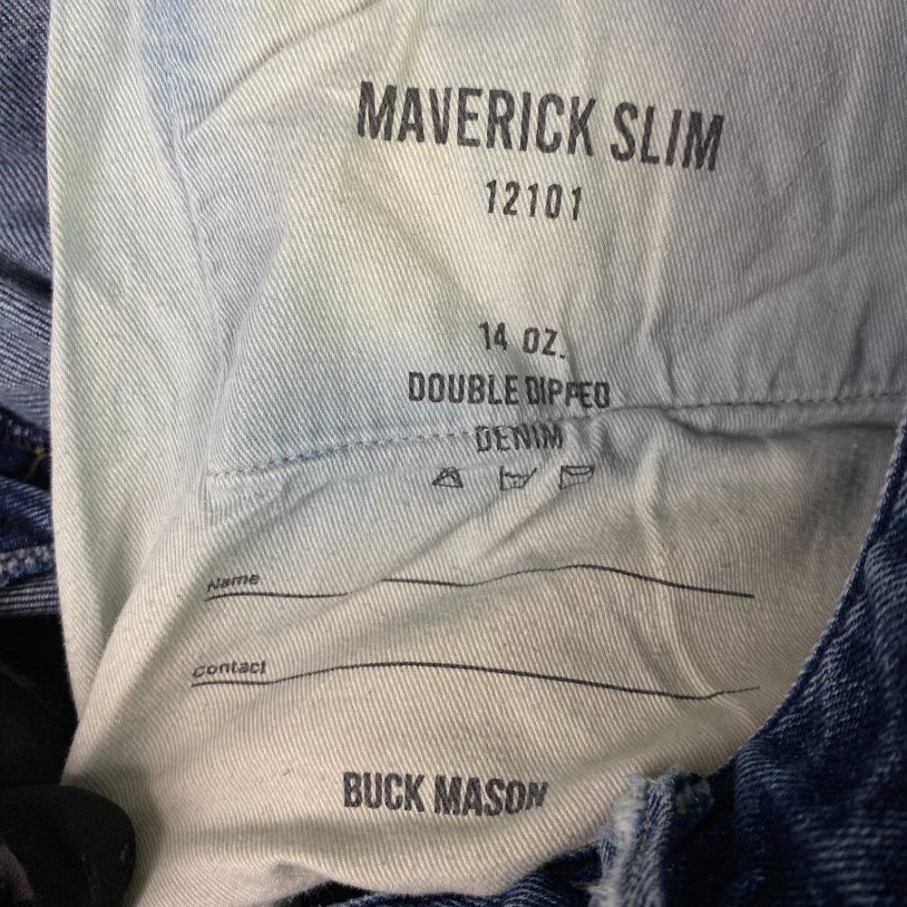 Buck Mason Maverick Slim Jeans Men's 34 x 32 Actual 35 x 26 Double Dipped Denim - Picture 9 of 16